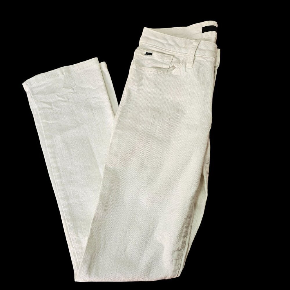 Joes Skinny Micro Flare White Jeans Womens 26x27 Low Rise Leather Label Patch